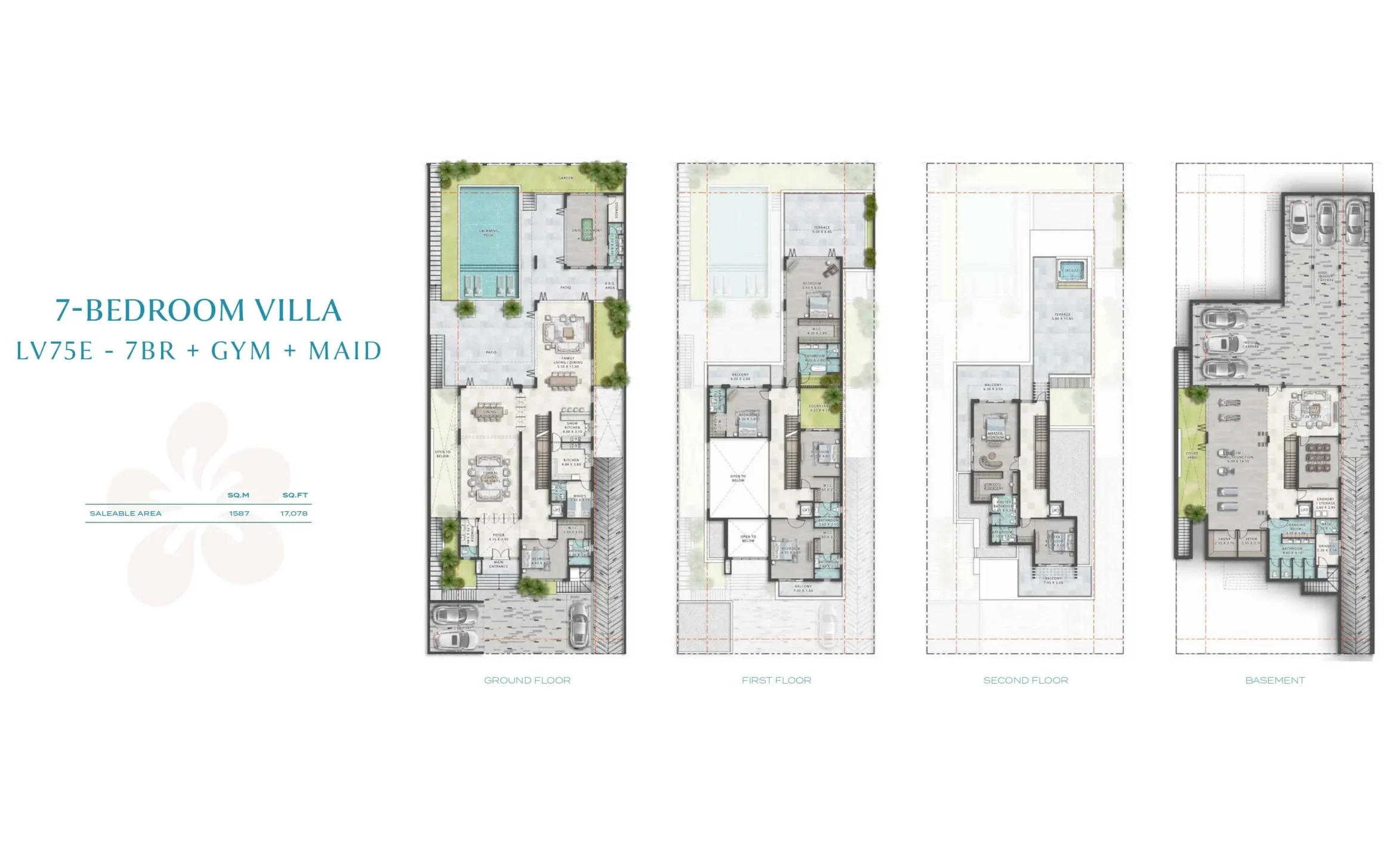 DAMAC-ISLANDS-7BR Villa Floor plan